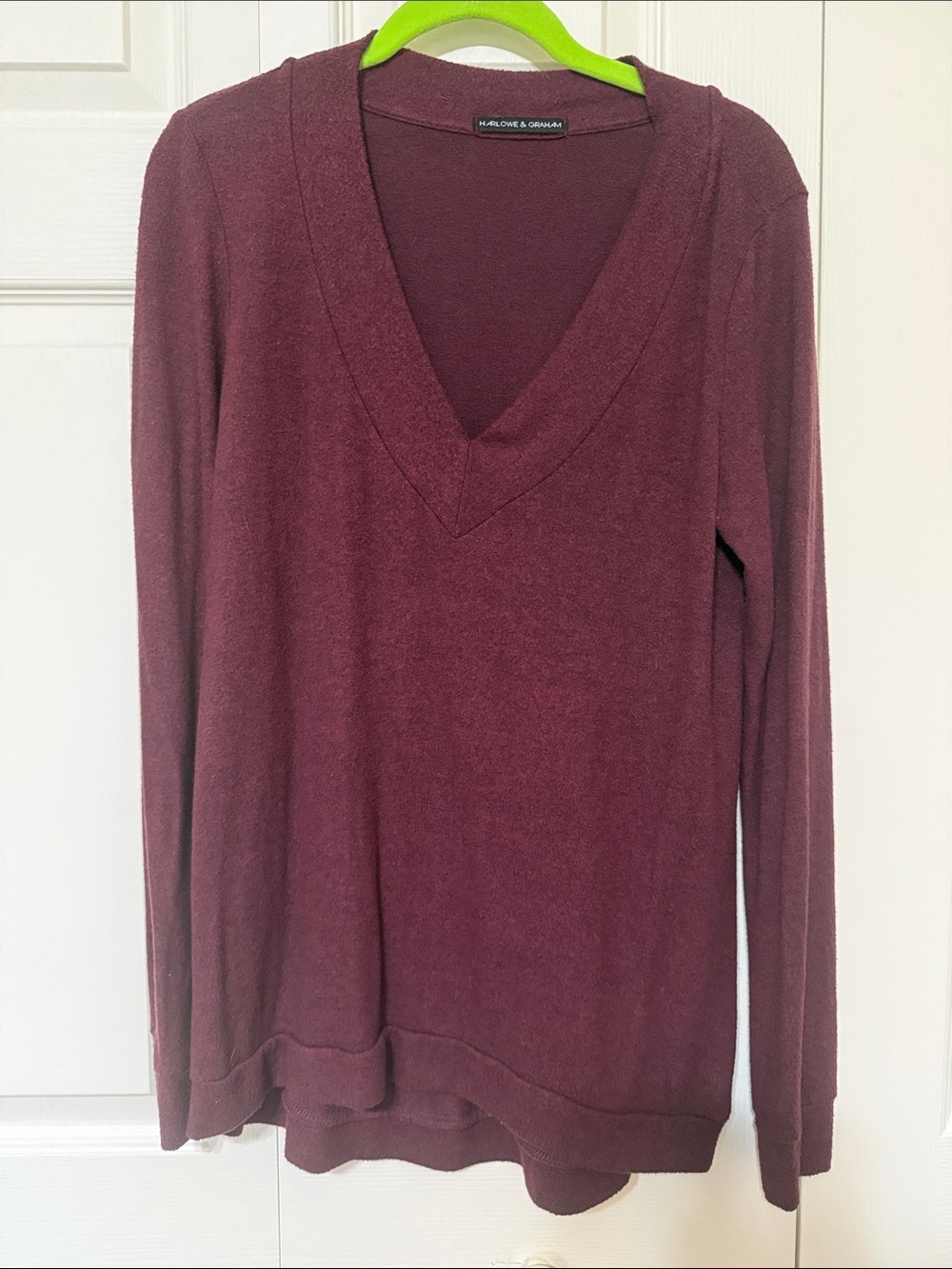Harlowe & Graham Burgundy V-Neck Sweater